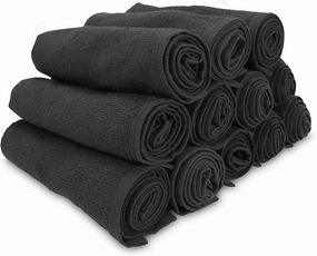Arkwright Bleach Proof Salon Towels - Pack of 12 - Highly Absorbent, 100% Cotton, Quick Dry Spa Face Towel for Hair Stylist, Barber, Pedicure, and Esthetician, 16 x 28 in, Black