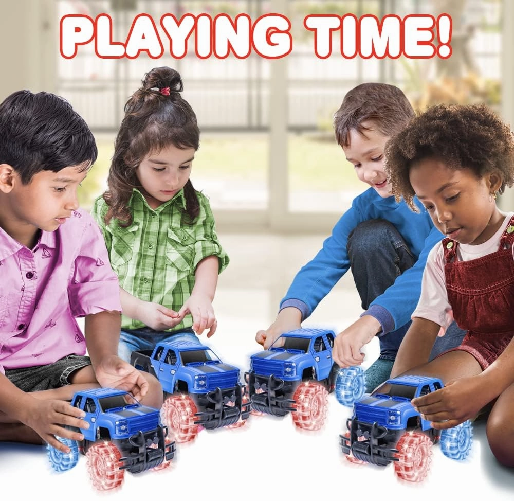 ArtCreativity Light Up Blue & Black Monster Truck, 1 Piece, 8 Inch Toy Monster Truck with Flashing LED Tires & Batteries, Push n Go Car Toys for Kids, Fun Gift for Boys & Girls Ages 3 & Up