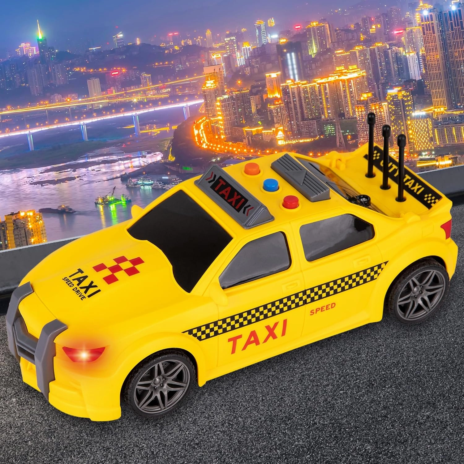 ArtCreativity Yellow Taxi Cab Toy - 9 Inch - Taxi Toy Car with Headlights for Kids - Sporty Design New York City Cab Model with Realistic Sound Effects for Boys and Girls - Cool Toy Cars for Boys 3 
