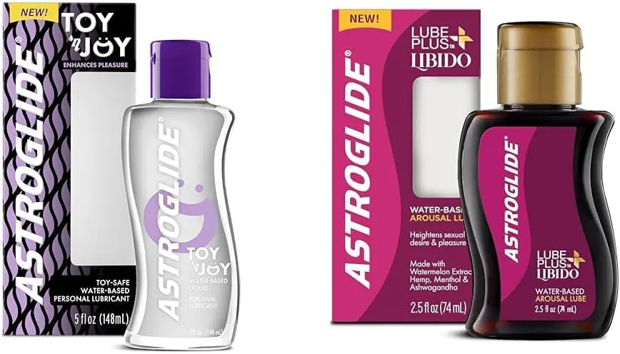 Astroglide Water Based Lube (5oz) and Astroglide Lube Plus Libido (2.5oz) Personal Lubricants Bundle