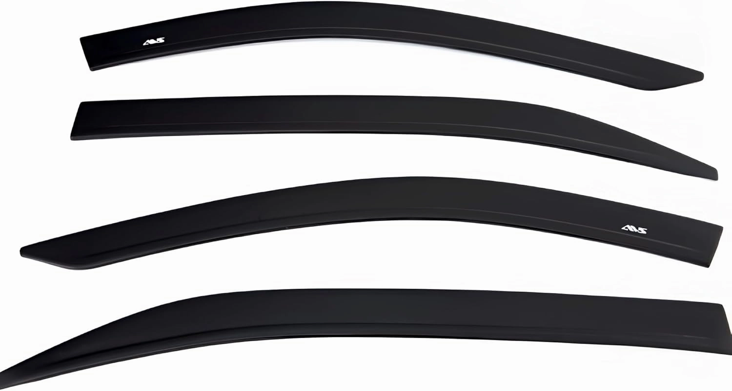 Auto Ventshade [AVS] Low Profile Rain Guards For 2014 - 2018 Chevrolet Silverado - GMC Sierra 1500; 2015-2019 Silver - Sierra 2500 & 3500 Crew Cab | Window Vent Visors, 4 pcs. - Matte Black | 774033