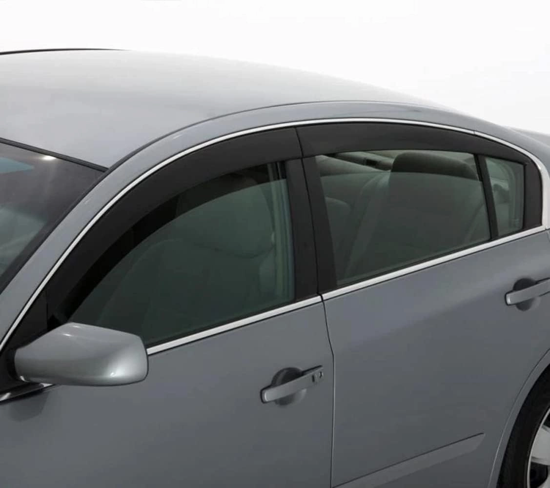 Auto Ventshade [AVS] Low Profile Rain Guards For 2014 - 2018 Chevrolet Silverado - GMC Sierra 1500; 2015 - 2019 Silver - Sierra 2500 & 3500 Crew Cab | Window Vent Visors, 4 pcs. - Dark Smoke | 894033
