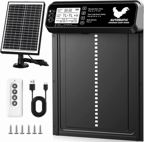 Automatic Chicken Coop Door Solar Powered with Timer/Light Sensor, Solar Chicken Coop Door Anti-Pinch, Aluminum Alloy Chicken Door | Larger Solar Panel | Higher Capacity Battery | 20M Remote Control