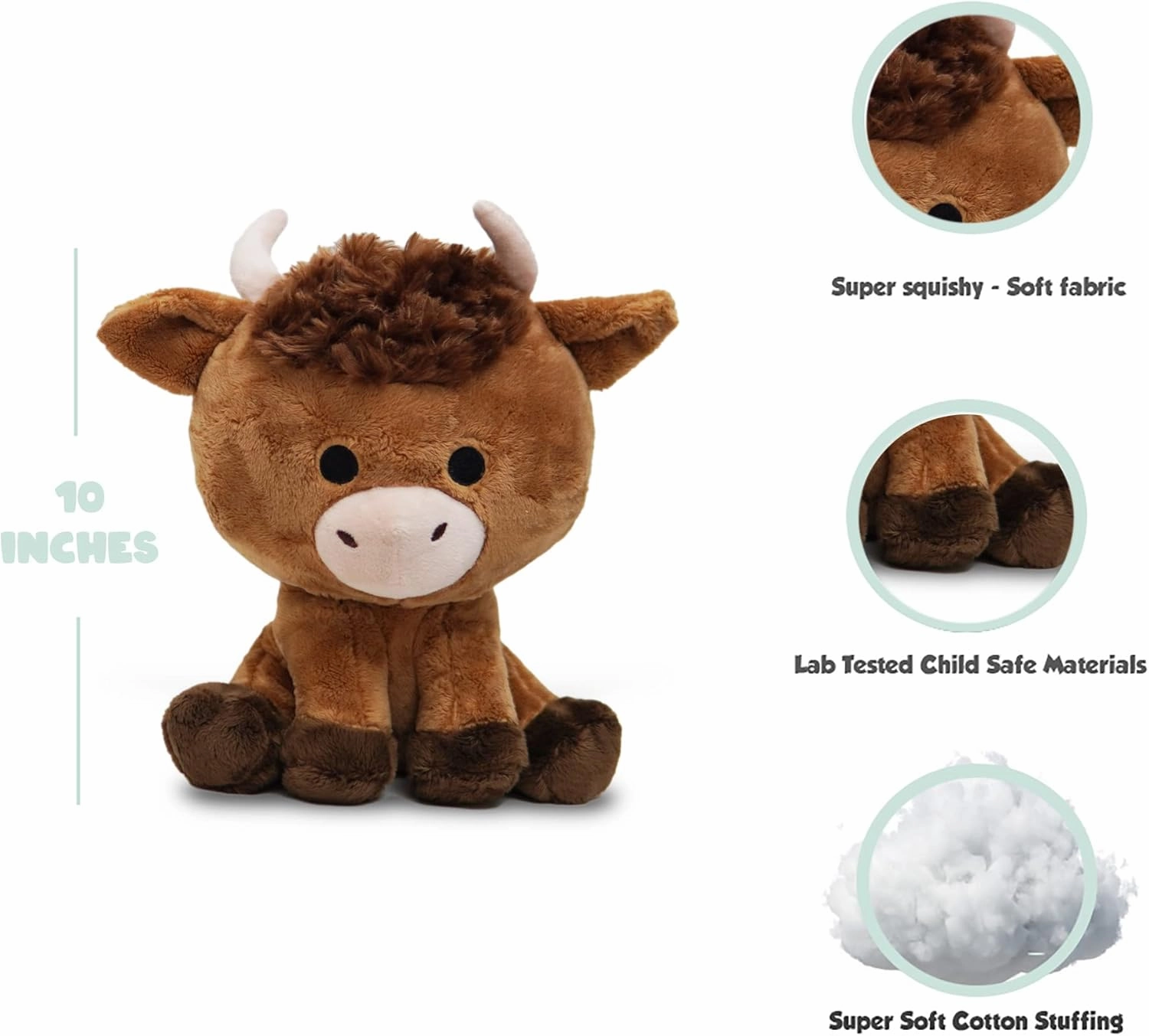Avocatt Highland Cow Plushie Toy - 10 Inches Stuffed Animal Plush - Plushy and Squishy Animal with Soft Fabric and Stuffing - Cute Toy Gift for Boys and Girls