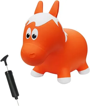 Award Winning Inflatable Toddler Safe Bouncing Orange Horse Plus Pump