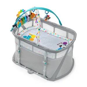 Baby Einstein Kick & Snooze 3-in-1 Foldable Playard, Bassinet and Musical Play Gym, Includes Fitted Sheet, 3-Step Easy Fold, Piano Toy with 25  Minutes of Music, Grows with Baby, Ages 0 Months and Up