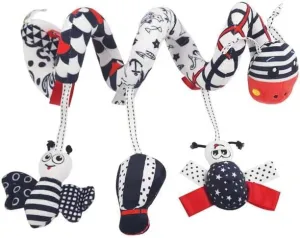 Baby Sensory Interaction Cartoon Toys Black and White Giraffe with Ringing Bells_Hanging or Wrapping Around The Infant Bed or Strollea 04