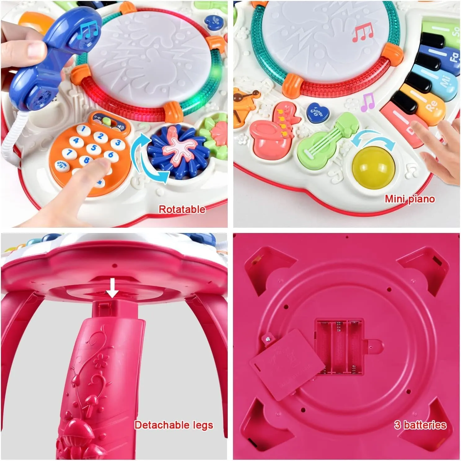 Baby Toy- Engaging Baby Activity Center for 6 12 18 Months Old- Safe, Sturdy, and Fun (11.8 x 11.8 x 12.2 inches) (Red)