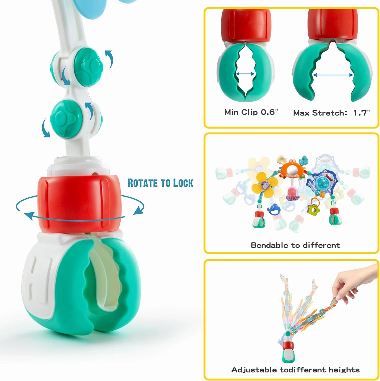 Baby Stroller Arch Toy, Car Seat Toys, Adjustable Arch Stroller toy with Hanging Sensory Activity toys,fits on Baby Bouncer, Bassinet, Stroller, Crib and Car Seats for baby infant Boy Girl 0-18 Months