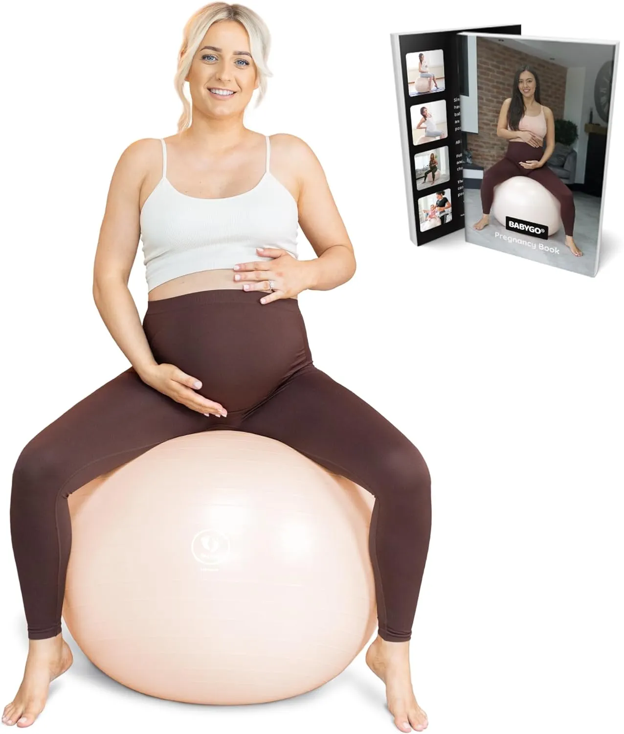 BABYGO® Birthing Ball for Pregnancy & Labor   Our Award Winning Book - Exercise, Birth & Recovery Plan, 5X Stronger Than a Yoga Ball with Eco Friendly Material