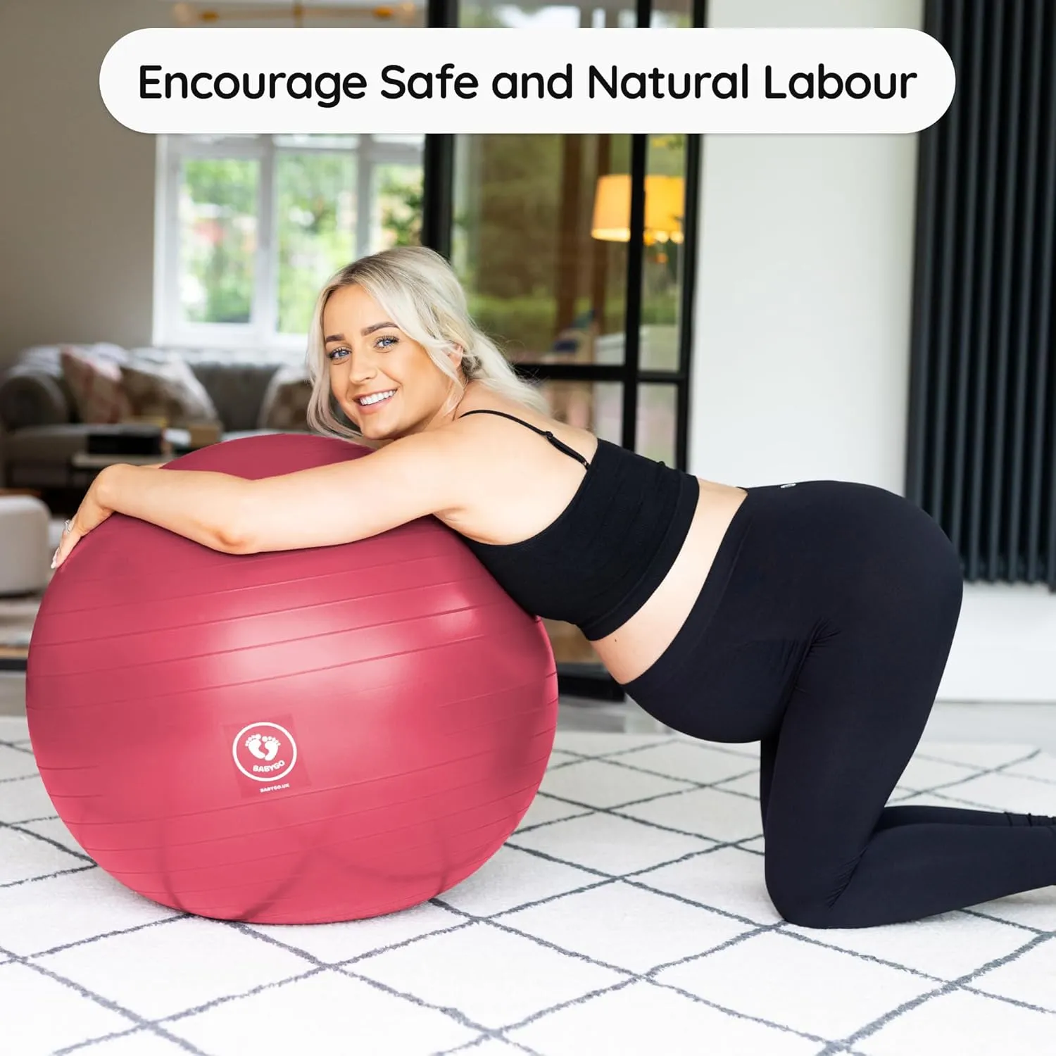 BABYGO® Birthing Ball for Pregnancy & Labor   Our Award Winning Book - Exercise, Birth & Recovery Plan, 5X Stronger Than a Yoga Ball with Eco Friendly Material
