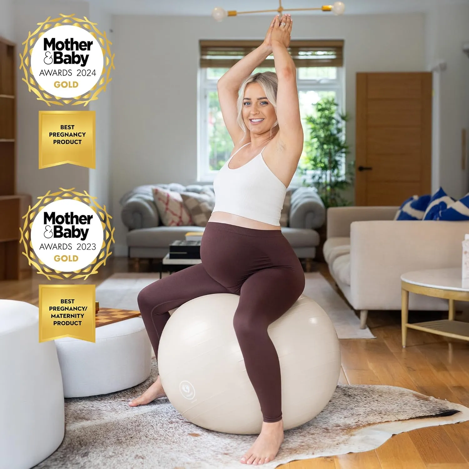 BABYGO® Birthing Ball for Pregnancy & Labor   Our Award Winning Book - Exercise, Birth & Recovery Plan, 5X Stronger Than a Yoga Ball with Eco Friendly Material