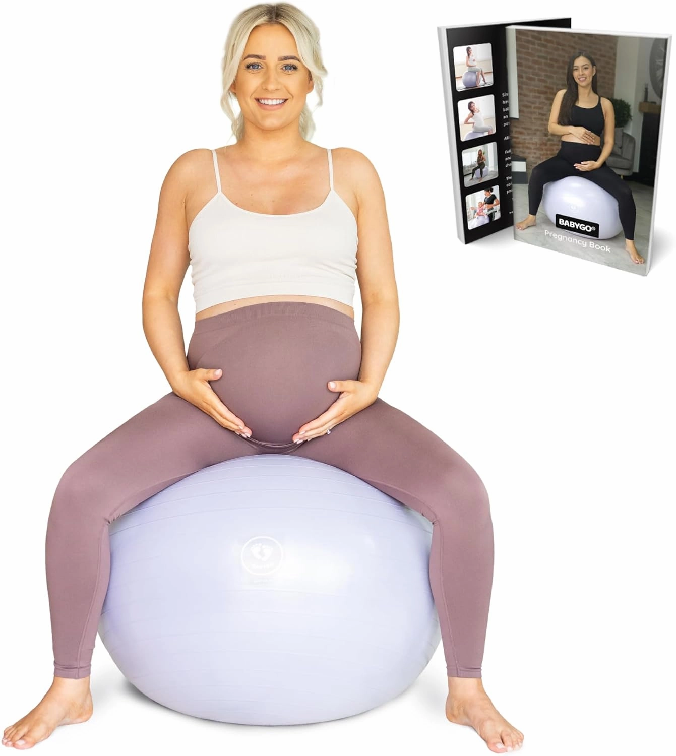 BABYGO® Birthing Ball for Pregnancy & Labor   Our Award Winning Book - Exercise, Birth & Recovery Plan, 5X Stronger Than a Yoga Ball with Eco Friendly Material