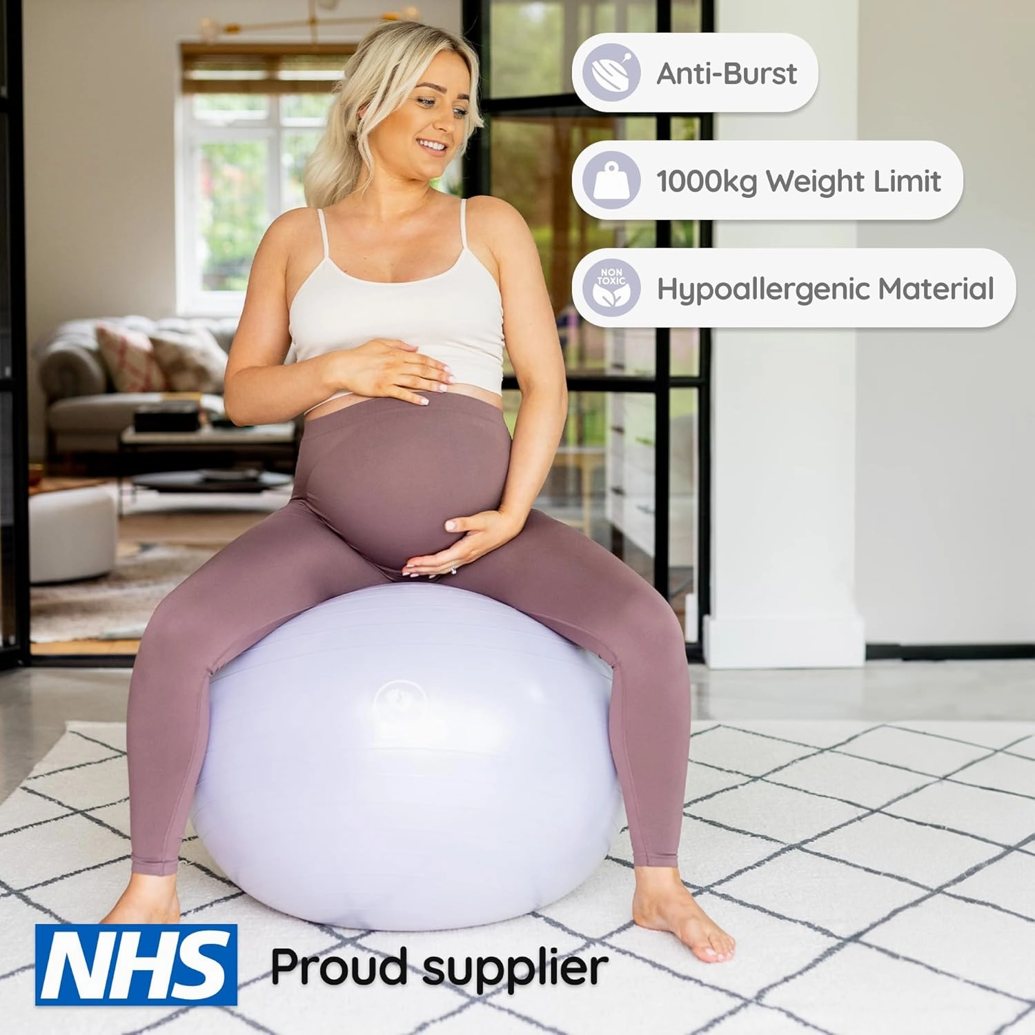 BABYGO® Birthing Ball for Pregnancy & Labor   Our Award Winning Book - Exercise, Birth & Recovery Plan, 5X Stronger Than a Yoga Ball with Eco Friendly Material