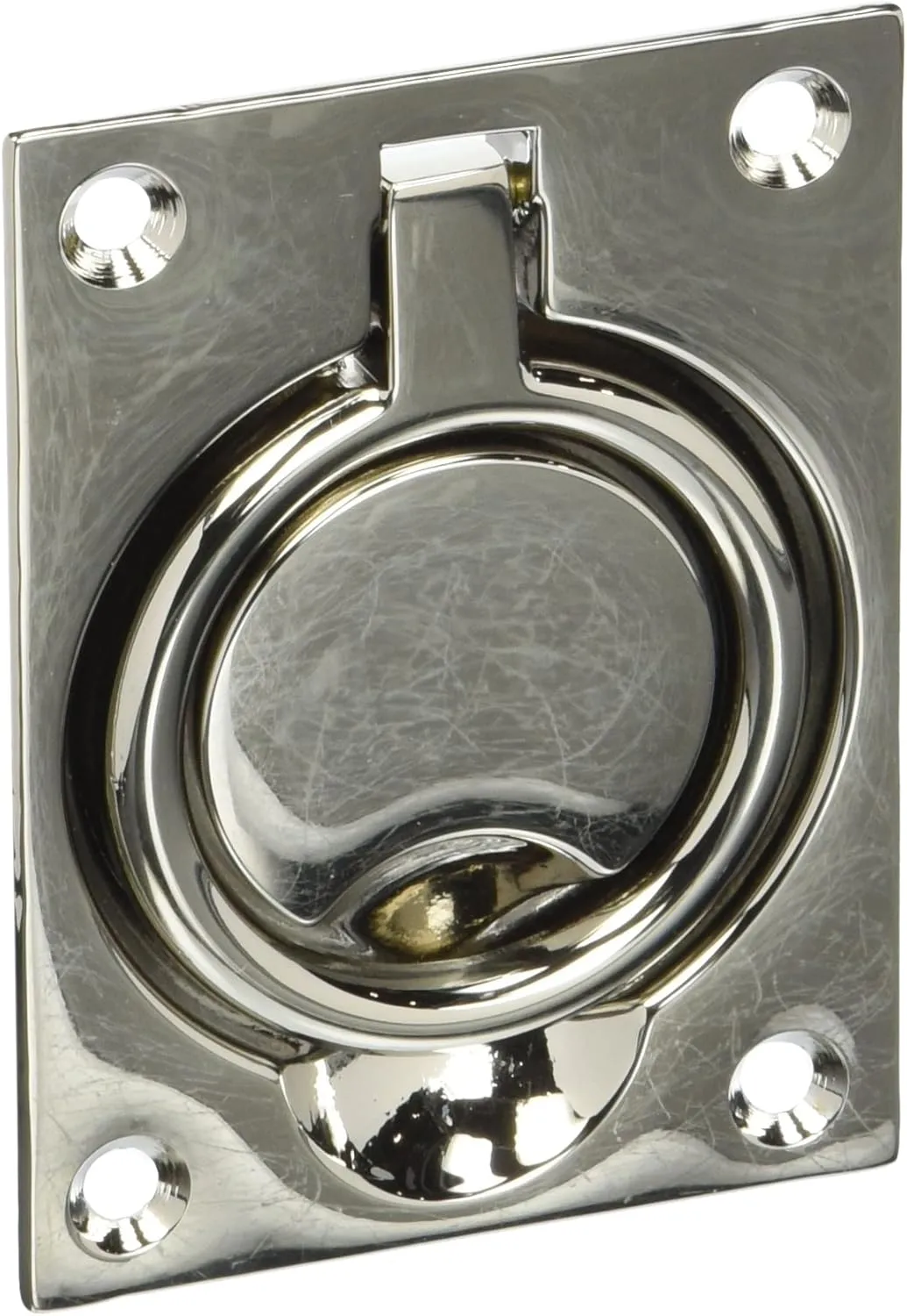 Baldwin 0395055 Flush Ring Pull, Lifetime Bright Nickel