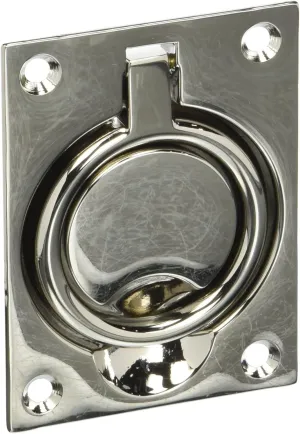 Baldwin 0395055 Flush Ring Pull, Lifetime Bright Nickel