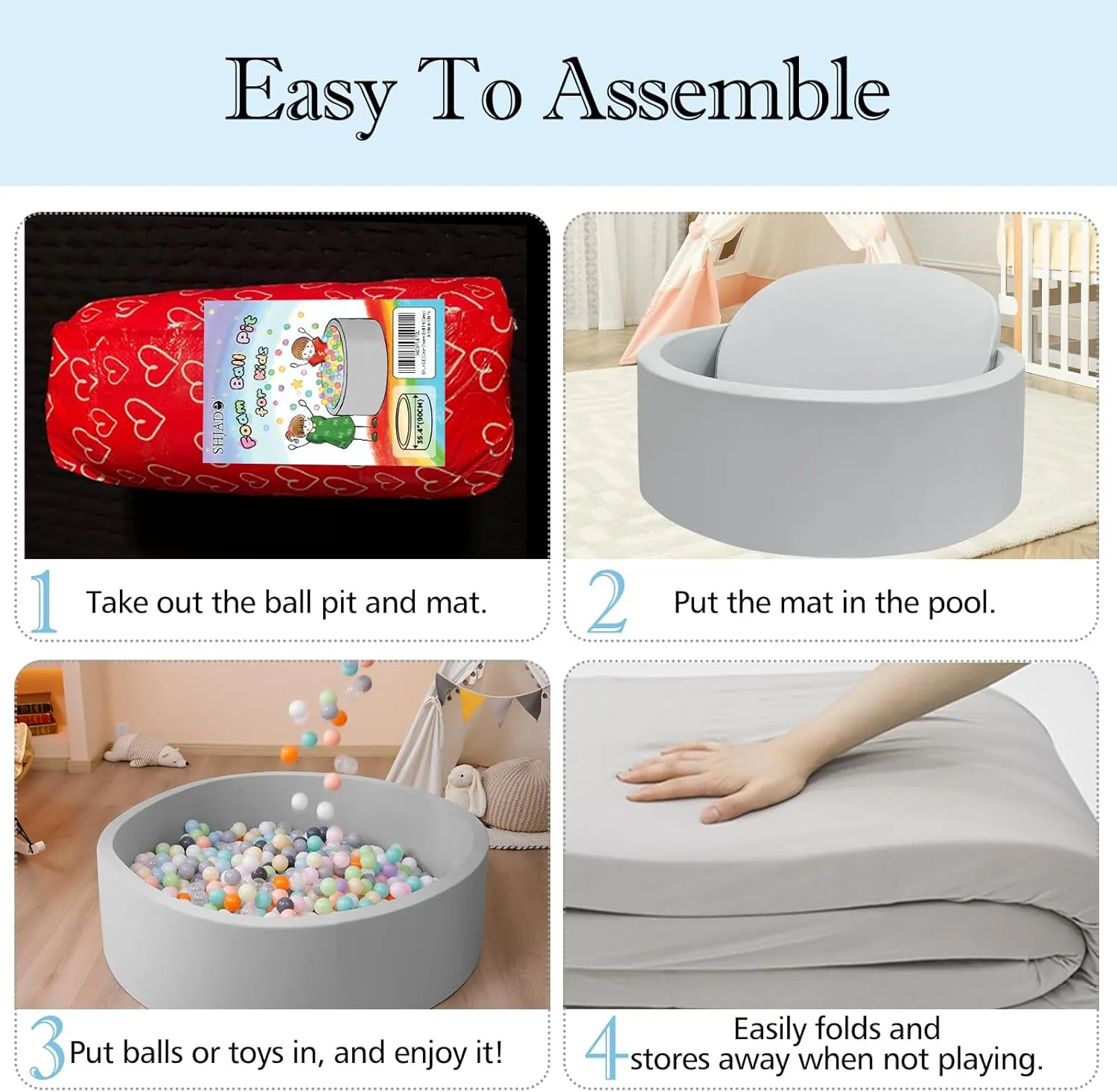 Ball Pit for Toddlers, 35.4"x 11.8" Foam Ball Pits, Indoor Soft Round Baby Playpen for Children, Ideal Gift for Toddlers, Pink, (Balls not Included)