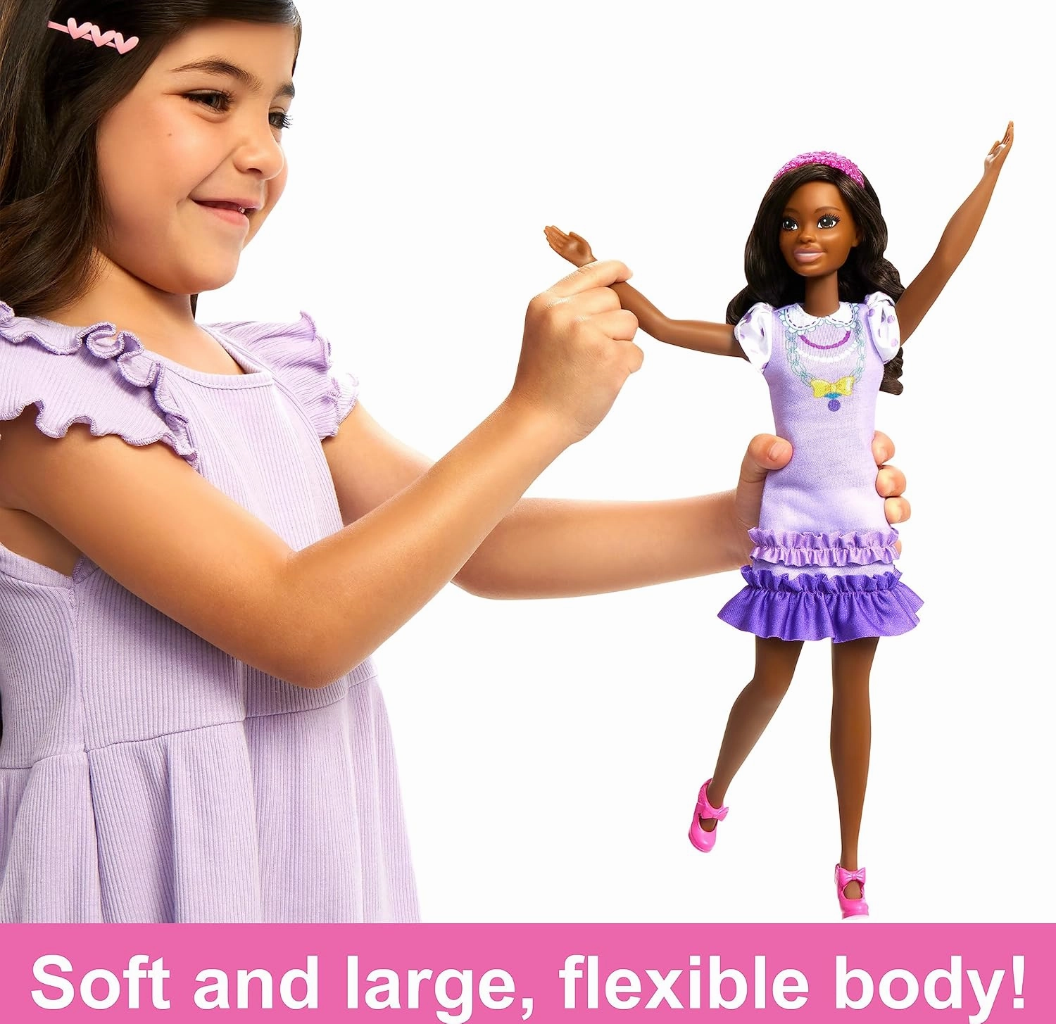 Barbie: My First Preschool Doll, Brooklyn with 13.5-inch Soft Posable Body & Black Hair, Plush Poodle & Accessories