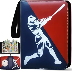 Baseball Card Binder 440 Pockets, 55 Sleeves Small Baseball Binder 3 Ring Zipper Trading Cards Holder 4 Pocket, Mini Sport Collection Book Storage Organizer, Album Folder Case Photocard Protector Gift