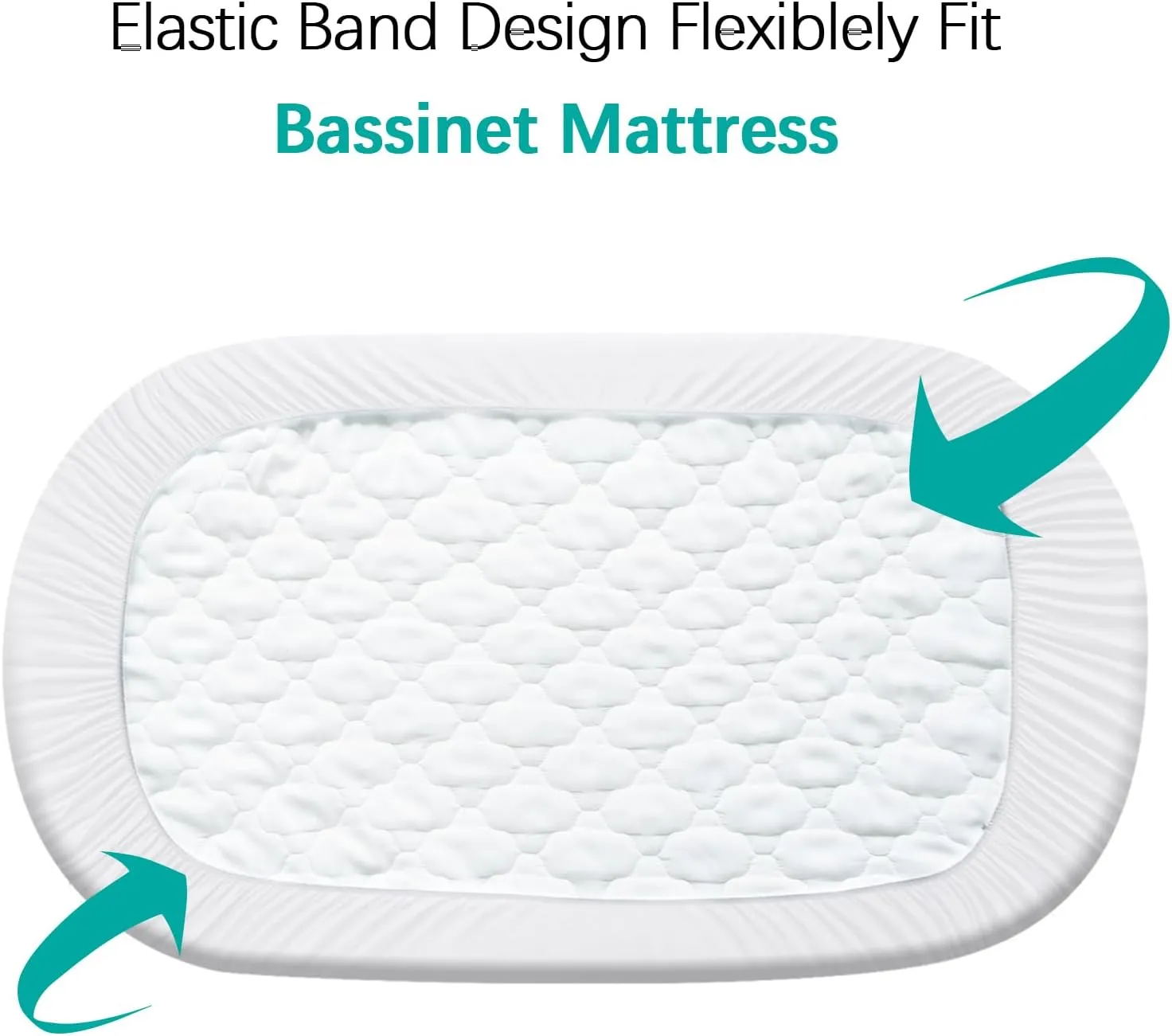 Bassinet Mattress Pad Cover, Fits 23” x 28” 4moms Breeze Plus Bassinet, 2 Pack, Ultra Soft Waterproof Breathable, White and Grey