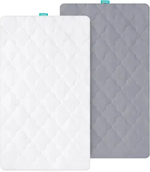 Bassinet Mattress Pad Cover, Fits 23” x 28” 4moms Breeze Plus Bassinet, 2 Pack, Ultra Soft Waterproof Breathable, White and Grey