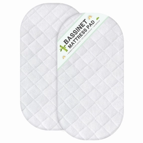 Bassinet Mattress Protector Fits 12" x 27" Moses Basket and Silver Cross Stroller Bassinet Mattress, Ultra Soft Waterproof and Breathable, Viscose Made from Bamboo Surface, 2 Pack, Washer & Dryer