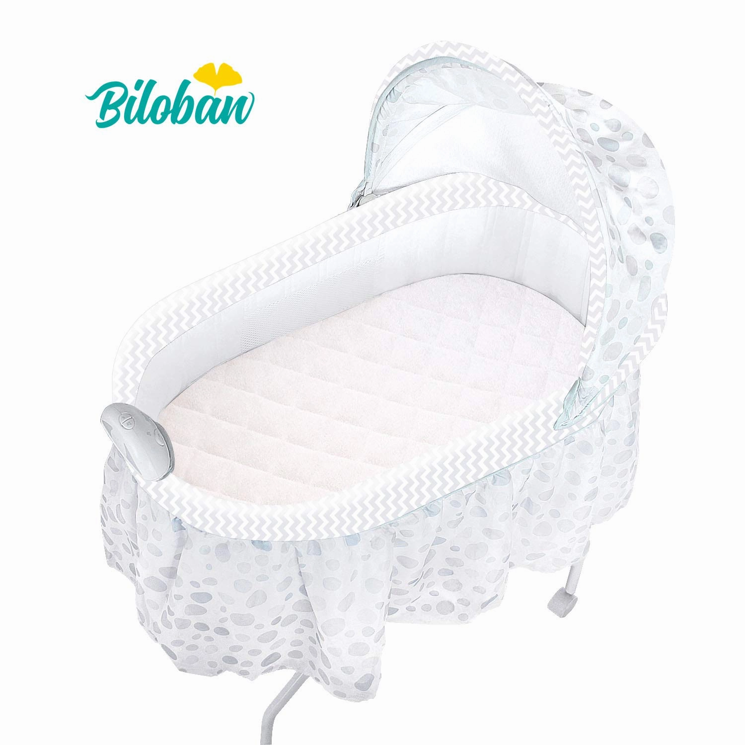 Bassinet Mattress Protector Fits 12" x 27" Moses Basket and Silver Cross Stroller Bassinet Mattress, Ultra Soft Waterproof and Breathable, Viscose Made from Bamboo Surface, 2 Pack, Washer & Dryer