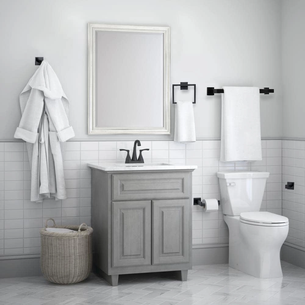 Bathroom Accessories Towel Bar Set: 10 Pieces Matte Black Bathroom Hardware Square SUS304 Stainless Steel - Wall Mounted Towel Rack&Toilet Paper Holder&Towel Ring and Towel Hook