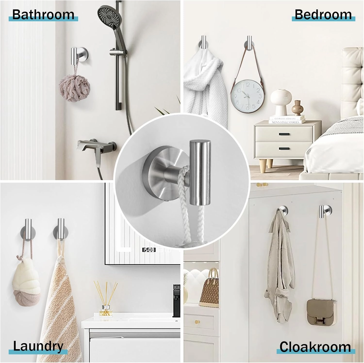 Bathroom Hardware Set, 4-Piece Towel Bar Set Brushed Nickel Towel Holder Set Includes 19.68 in Towel Bar,Toilet Paper Holder,Towel Ring and Towel Hook Wall Mount Bathroom Accessories Set