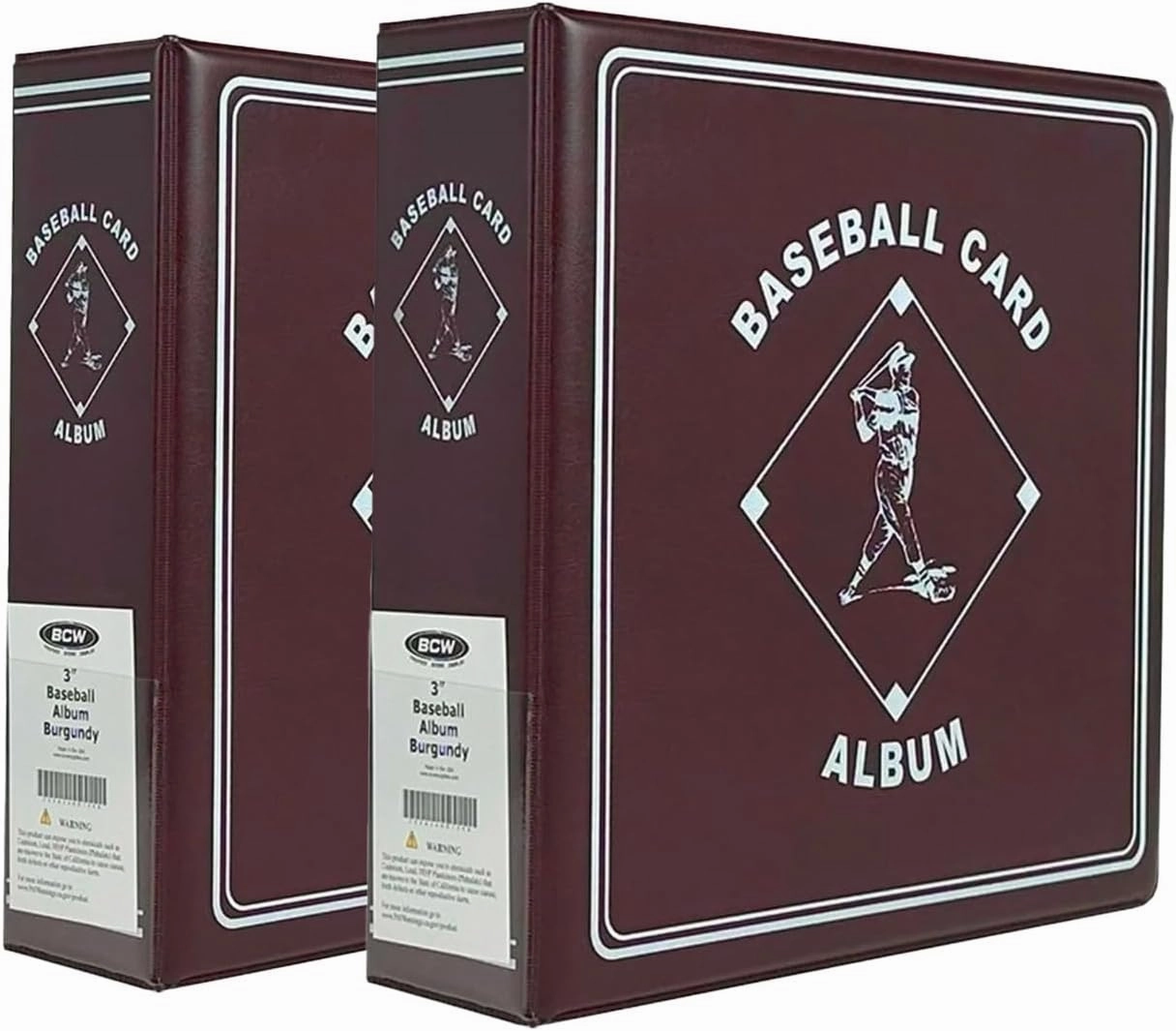 BCW Supplies 3" Baseball Album - Burgundy | Durable Binder for 90 Baseball Cards | Ideal for Collectors, Storage, and Card Protection - 2 Pack