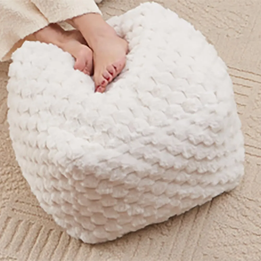 Bean Bag Chair Foot Rest, Modern Comfy Couch Sofa Ottoman for Adult, Faux Fur Foot Stool with Filler, Soft Cozy Footrest for Bedroom, Living Room
