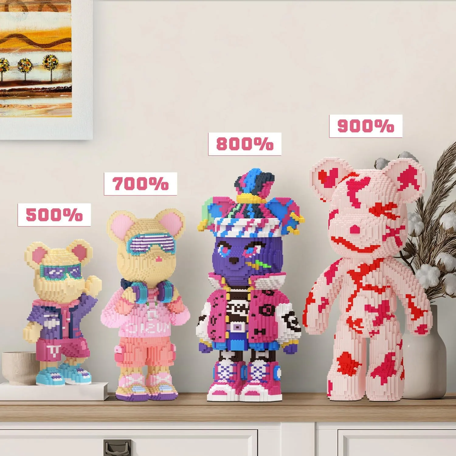 Bear Building Blocks (2500PCS) | 500% Bear Display Model | Micro 3D Animal Building Blocks | Fluorescence Design for Adults & Kids | Idea for Home & Office Decor |3D Instruction