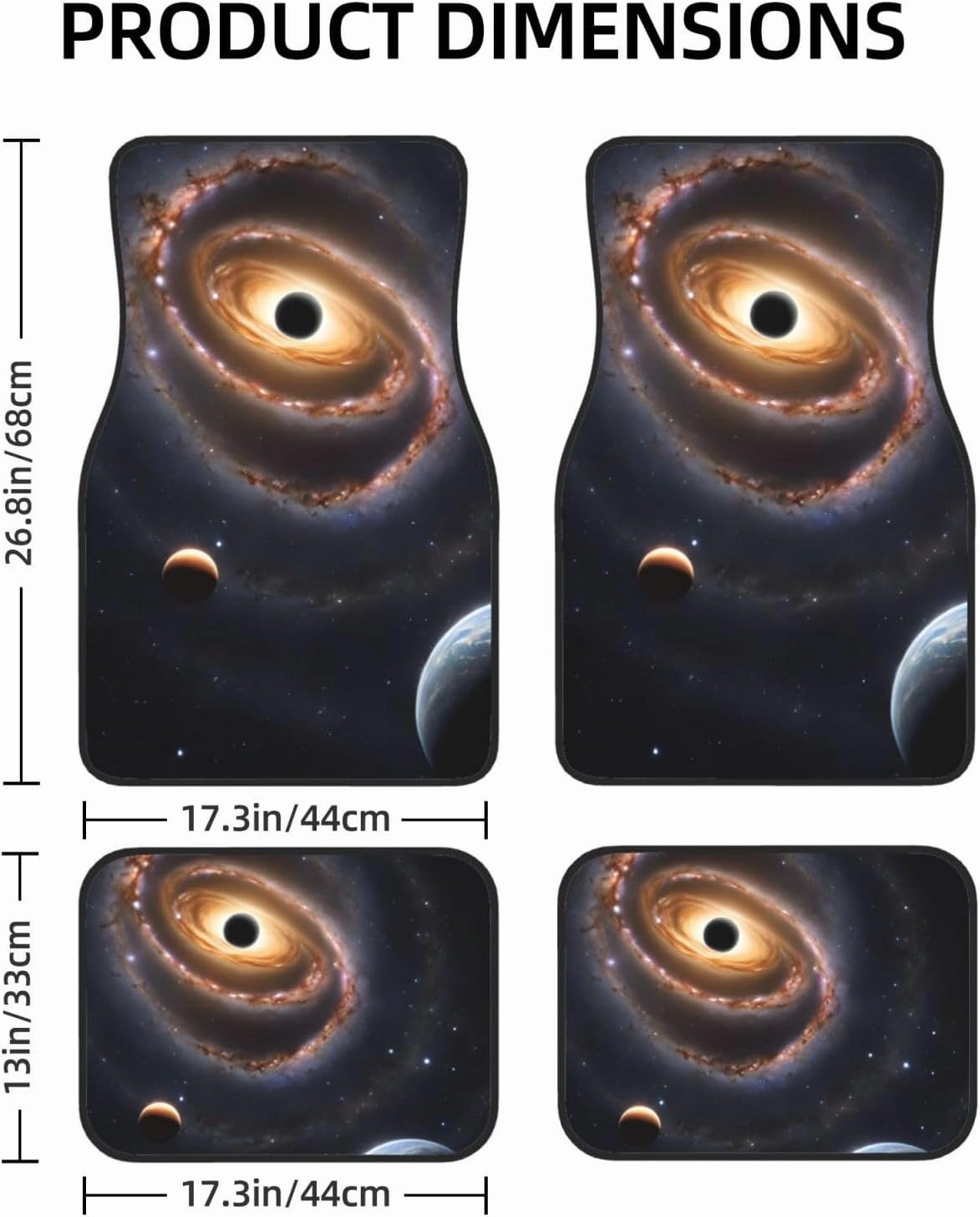 Beautiful Galaxy Universal Car Floor Mats, Car Foot Mat Set of 4 Pieces, Automotive Front Rear Floor Foot Mats, Anti-Slip Neoprene Car Floor Rugs,for Suvs, Sedans, Van, Trucks