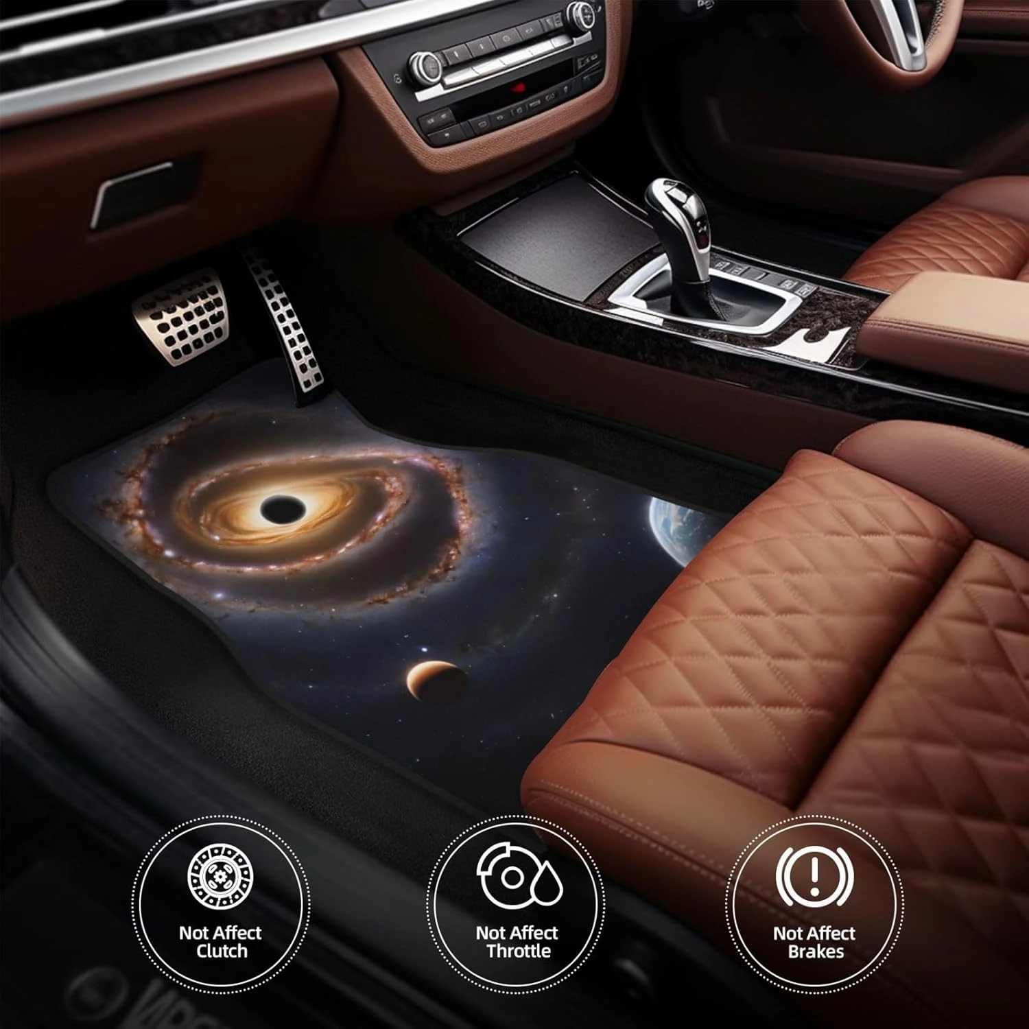 Beautiful Galaxy Universal Car Floor Mats, Car Foot Mat Set of 4 Pieces, Automotive Front Rear Floor Foot Mats, Anti-Slip Neoprene Car Floor Rugs,for Suvs, Sedans, Van, Trucks