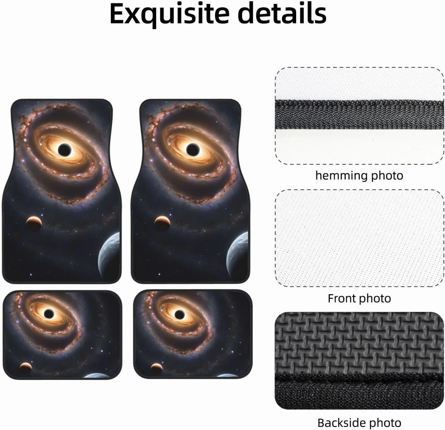 Beautiful Galaxy Universal Car Floor Mats, Car Foot Mat Set of 4 Pieces, Automotive Front Rear Floor Foot Mats, Anti-Slip Neoprene Car Floor Rugs,for Suvs, Sedans, Van, Trucks