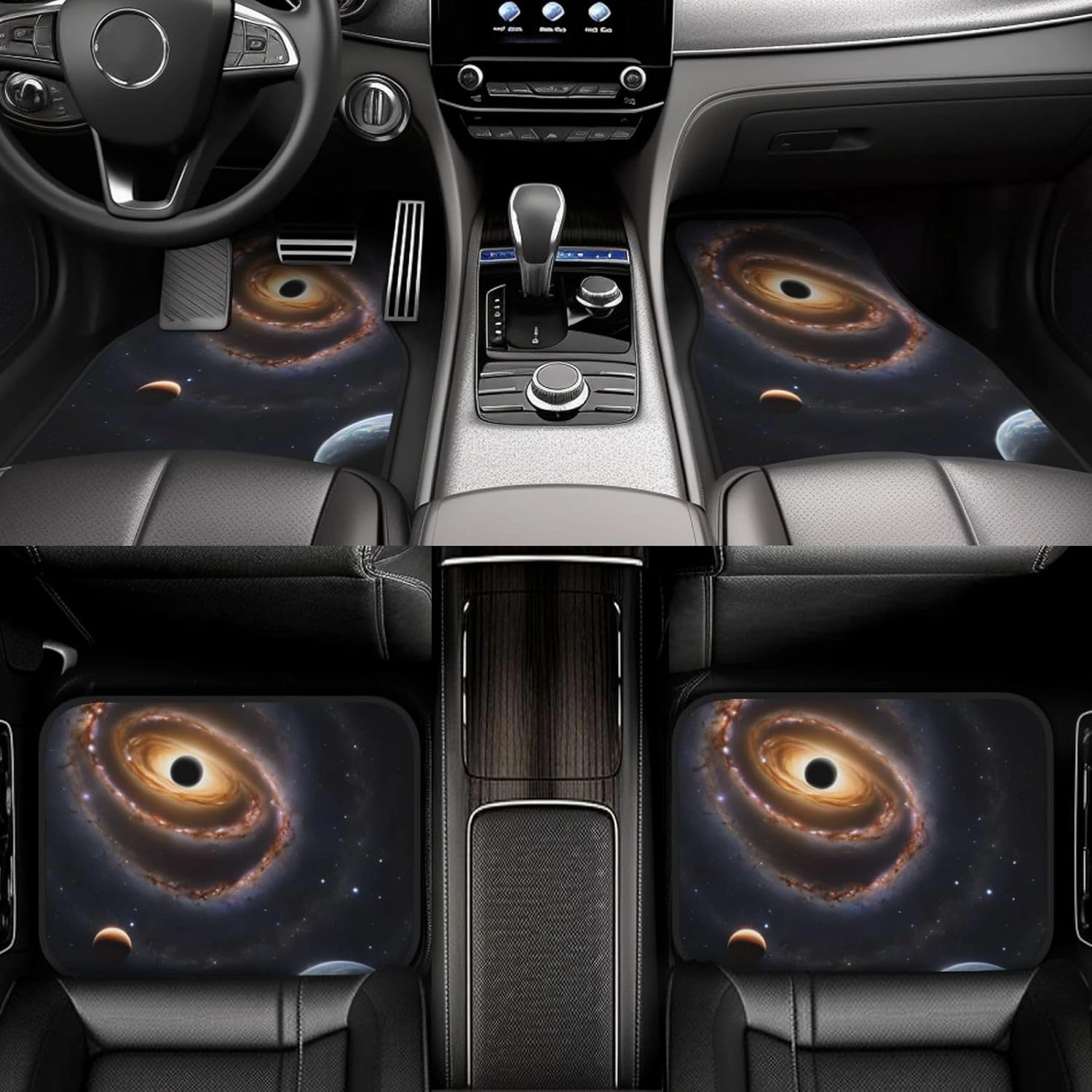 Beautiful Galaxy Universal Car Floor Mats, Car Foot Mat Set of 4 Pieces, Automotive Front Rear Floor Foot Mats, Anti-Slip Neoprene Car Floor Rugs,for Suvs, Sedans, Van, Trucks
