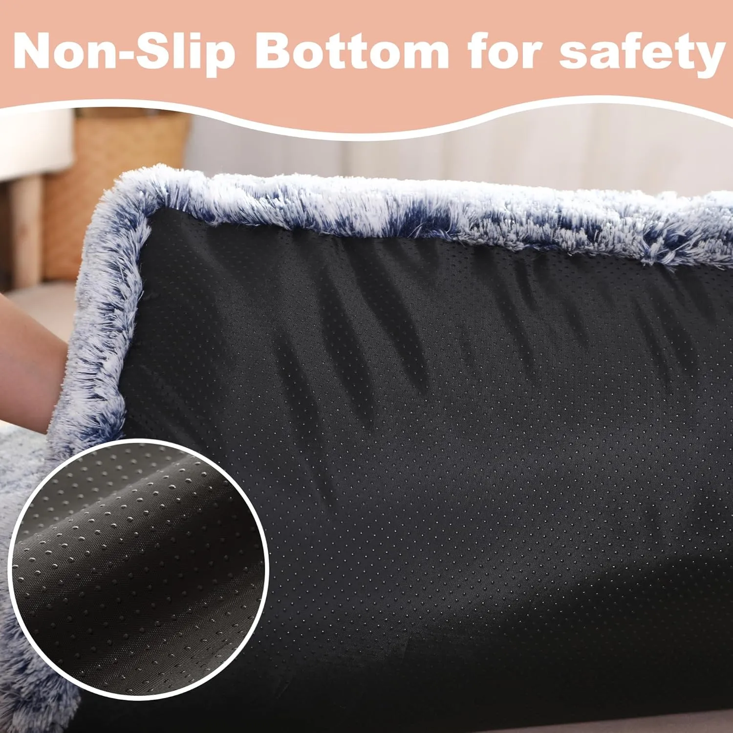 Bedfolks Plush Waterproof Dog Crate Bed, Removable Washable Cover, Faux Fur, 17"x12", Dark Blue