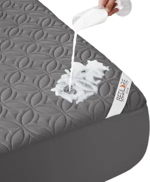 BEDLORE Waterproof Mattress Protector, King Size Mattress Pad with Deep Pocket 6"-18" Depth, Soft Noiseless Dirt-Proof Bed Mattress Cover Washable for Home, Bedroom, Hotel (Gray)