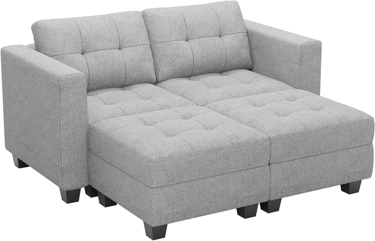 Belffin Modular Sectional Sofa with Storage Ottoman Modern Fabric L Shaped Couch with Chaise for Small Spaces Light Grey