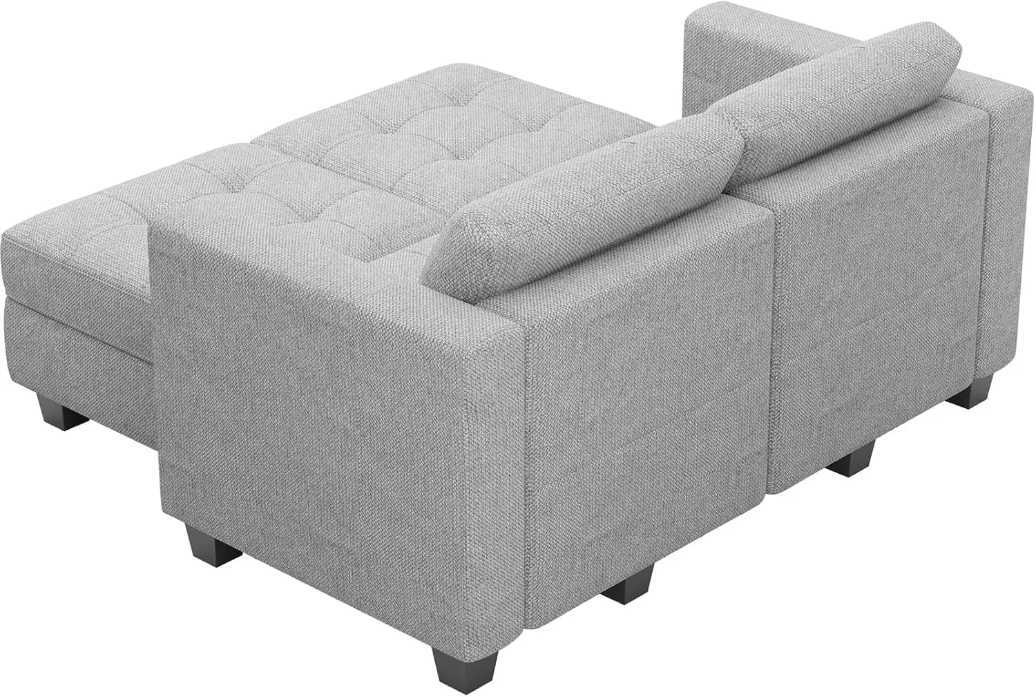 Belffin Modular Sectional Sofa with Storage Ottoman Modern Fabric L Shaped Couch with Chaise for Small Spaces Light Grey