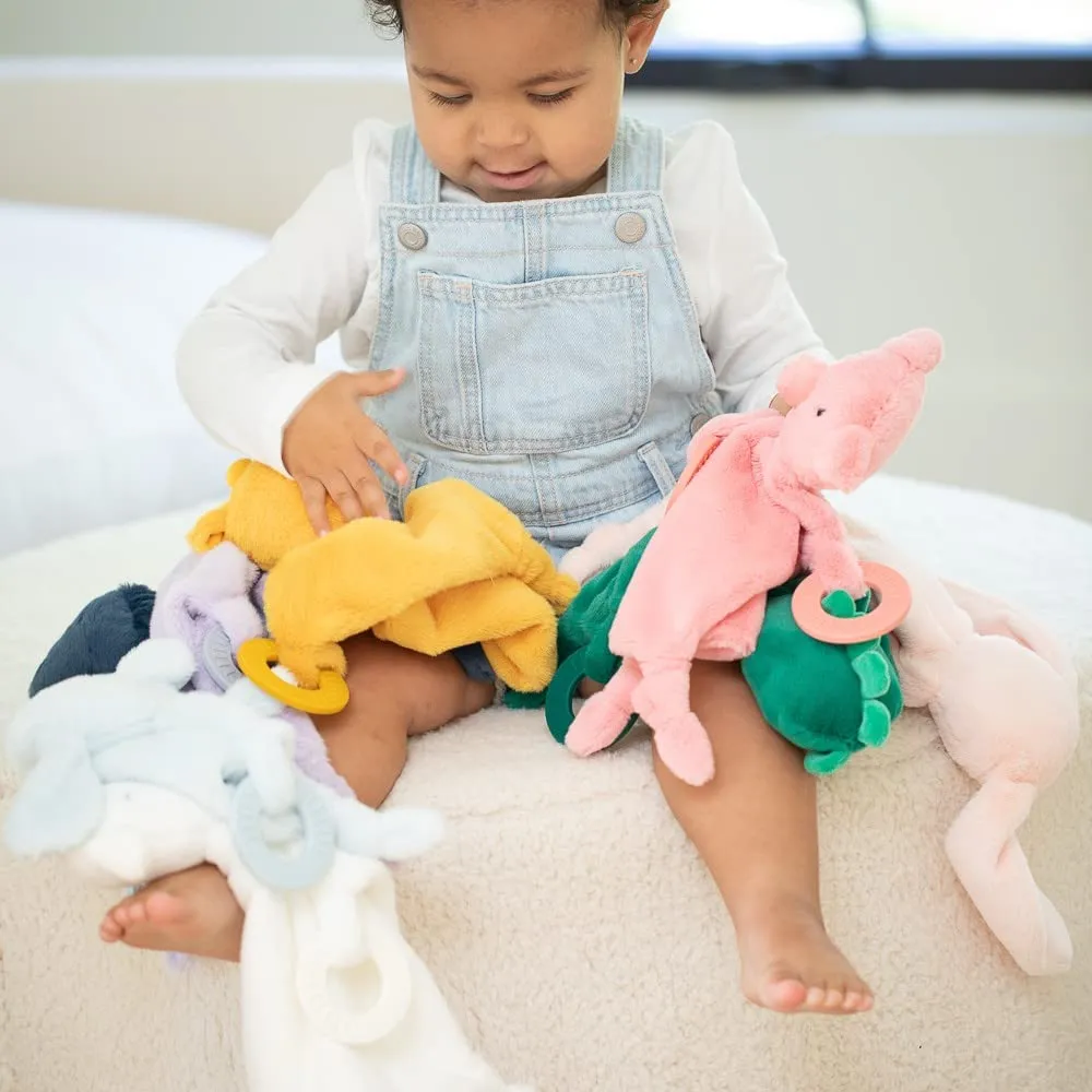 Bella Tunno Teether Buddy – Soft, Plush Baby Lovey with Textured Baby Teether Toy and Gentle Rattling Head, Comforts and Brings Teething Relief, Colorful Animal-Themed Baby Teething Toys (Elephant)