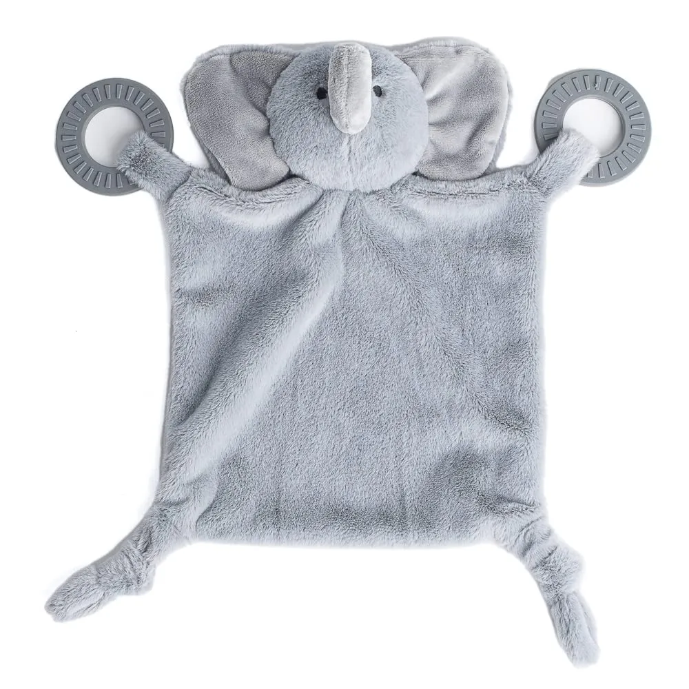 Bella Tunno Teether Buddy – Soft, Plush Baby Lovey with Textured Baby Teether Toy and Gentle Rattling Head, Comforts and Brings Teething Relief, Colorful Animal-Themed Baby Teething Toys (Elephant)
