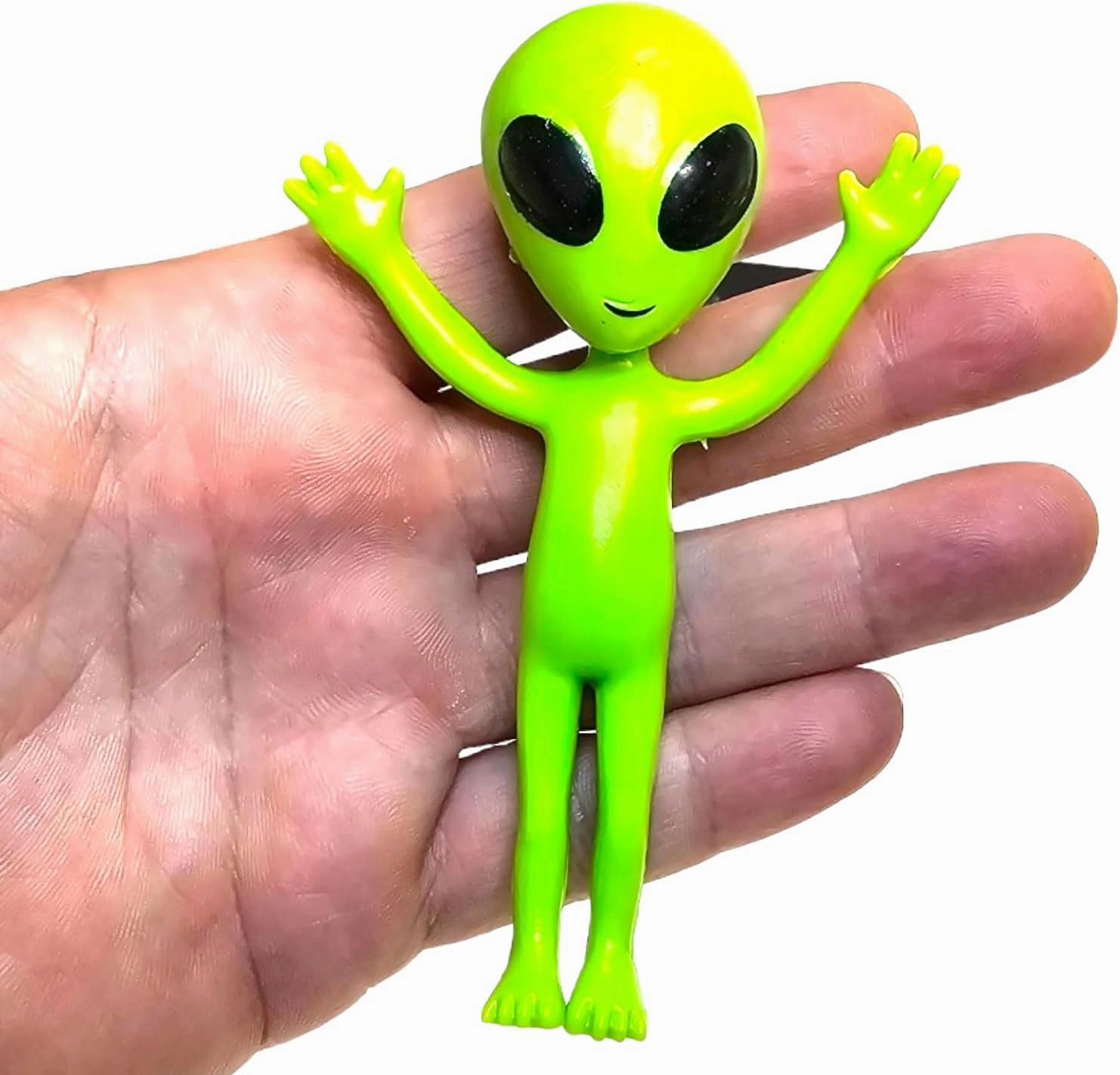 Bendable Rubber Neon Green Aliens - 12 Pack. (4") Action Figures Bendable UFO Aliens Limbs Sensory Stress Relief Fidget Toys. Great Party Favor Trick or Treat Supplies (Neon Green Aliens, 12, Pack)
