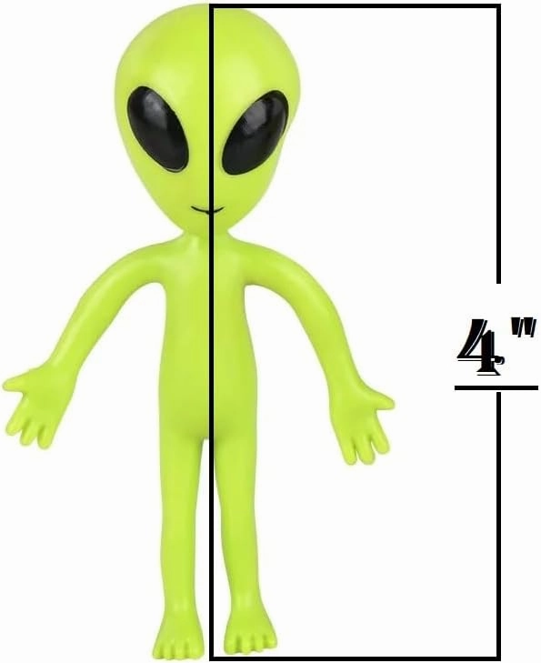 Bendable Rubber Neon Green Aliens - 12 Pack. (4") Action Figures Bendable UFO Aliens Limbs Sensory Stress Relief Fidget Toys. Great Party Favor Trick or Treat Supplies (Neon Green Aliens, 12, Pack)