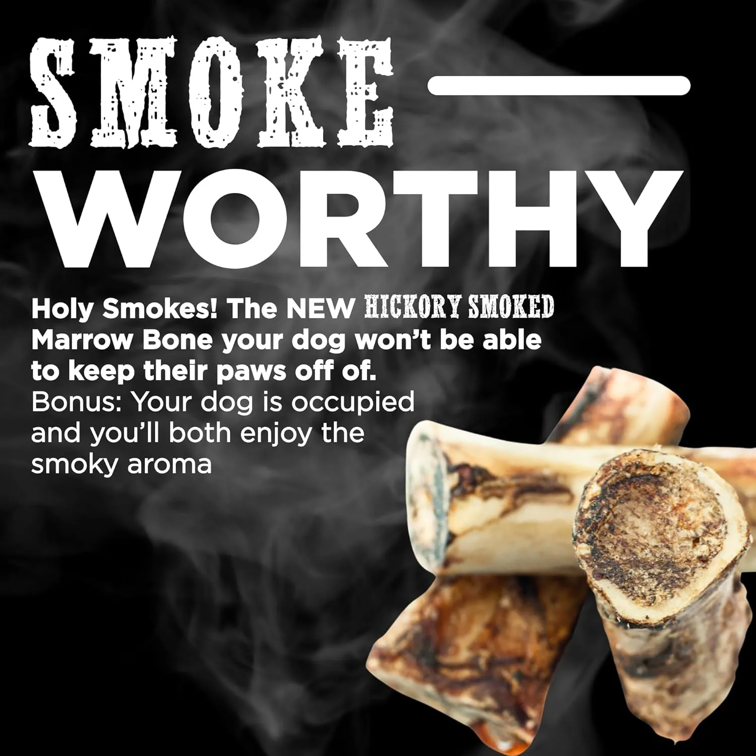 Best Bully Sticks Hickory Smoked Marrow Bones - 8 Count (Pack of 1) - No Additives, Long-Lasting, Great for Large Breeds