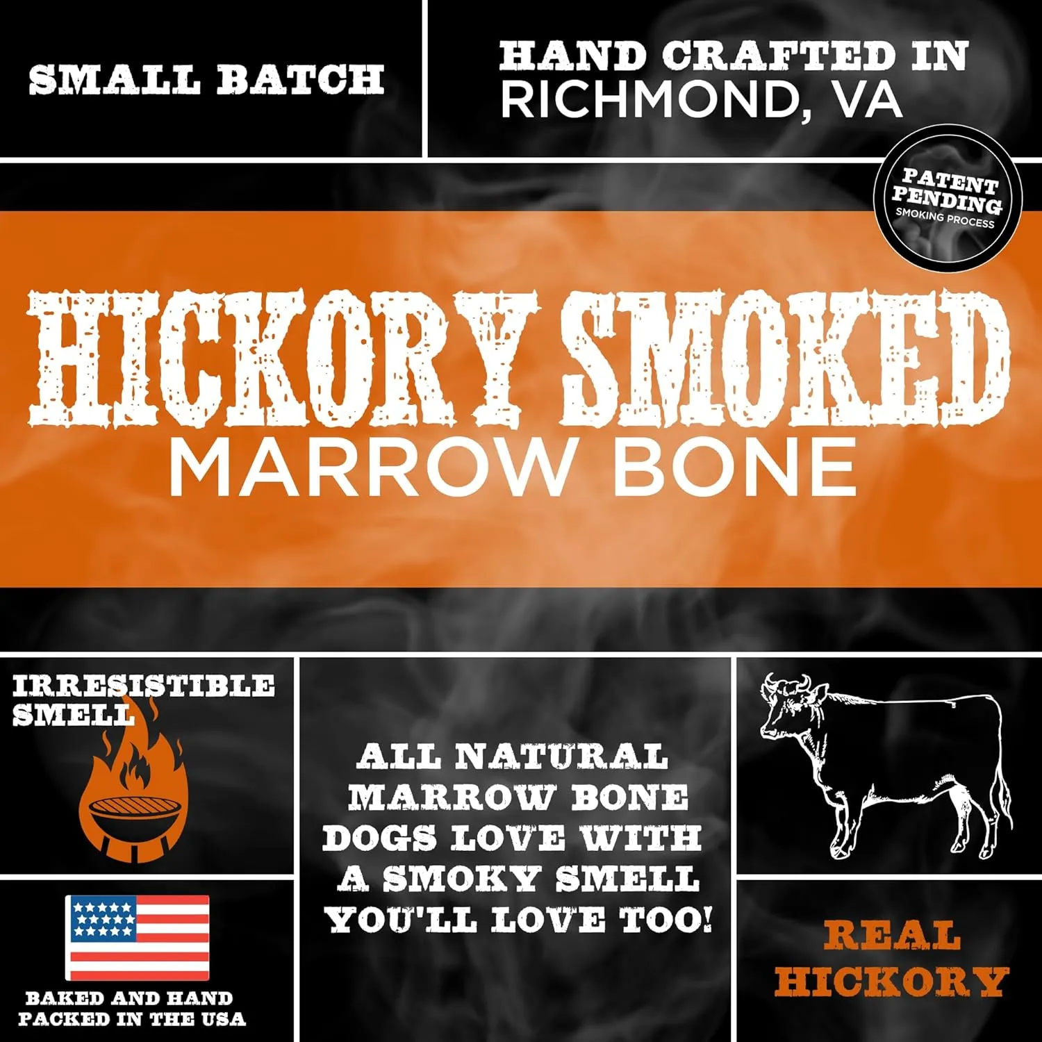 Best Bully Sticks Hickory Smoked Marrow Bones - 8 Count (Pack of 1) - No Additives, Long-Lasting, Great for Large Breeds