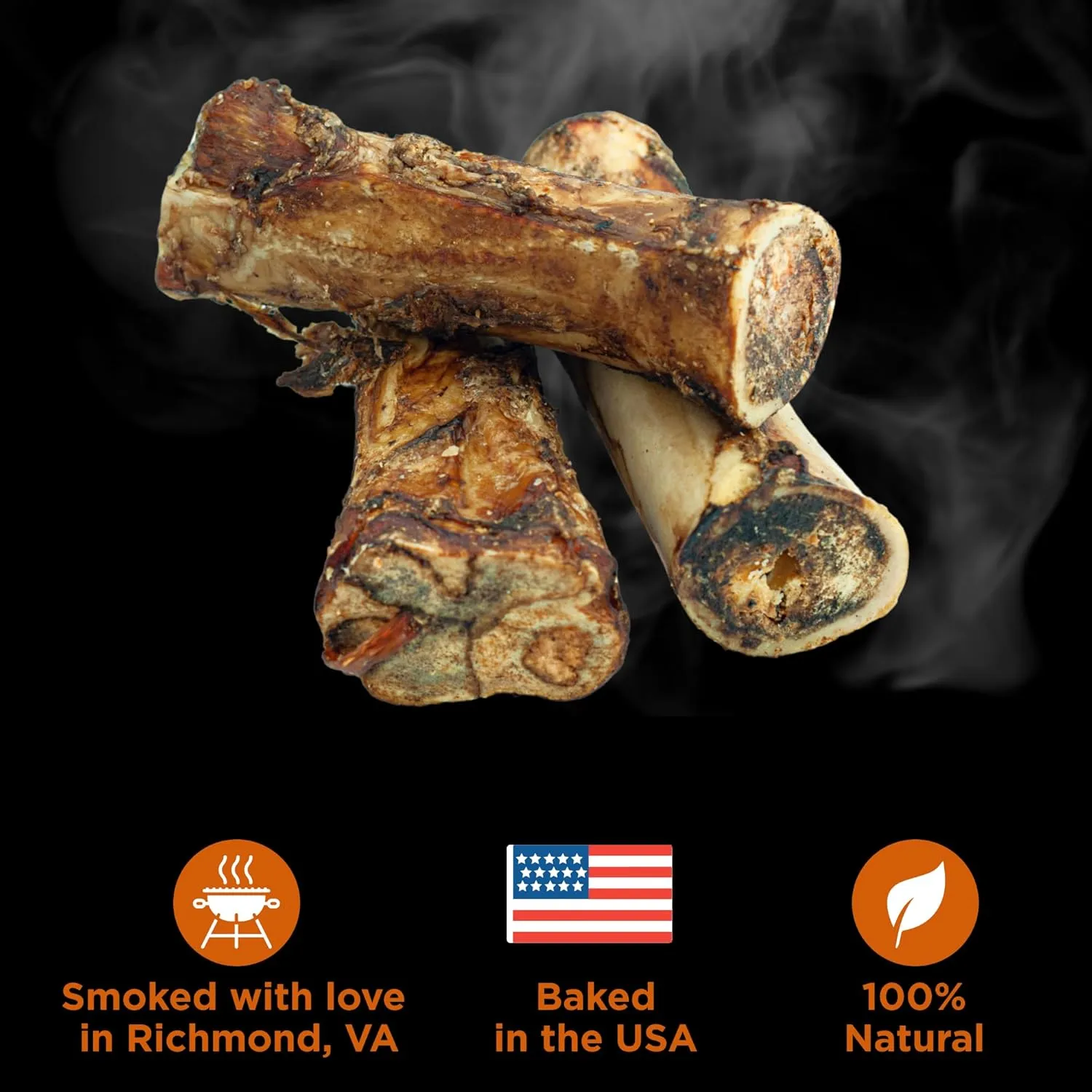 Best Bully Sticks Hickory Smoked Marrow Bones - 8 Count (Pack of 1) - No Additives, Long-Lasting, Great for Large Breeds