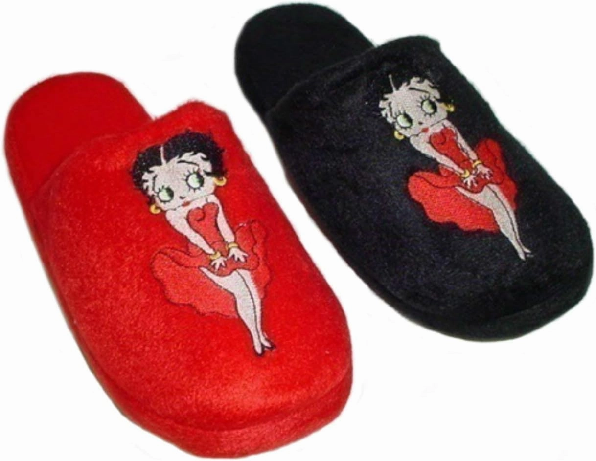 Betty Boop Ultra-Soft Women's Plush Pinup Scuffs Cozy Non-Skid Slippers - Great for Gifts