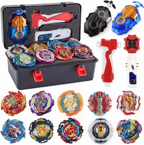 Bey Battle Burst Gyro Blade Toy Set Great Present for Kids Children Boys Ages 6 8 10 12  Metal Fusion Attack Top Battling Game 10 Spinning Tops 2 Two-Way Launcher 2 Handles