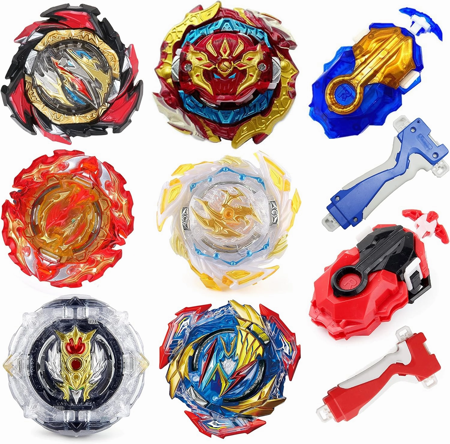 Bey Battling Top Burst Tops Toy Set Toy Gift for Children Boys Ages 6 8 10 12  Combat Battling Game 6 Burst Spinning Tops 2 Two Way Launchers Grip Starter